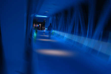 Blue tunnel backgroundの写真素材