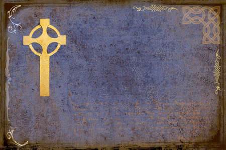 Celtic cross over grungy backgroundの写真素材