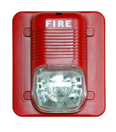 Fire alarm isolated over a white background.の写真素材