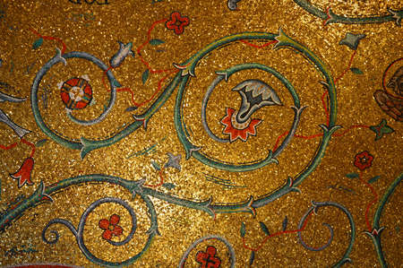 Detail of Saint Louis Cathedral ceiling with mosaic art.のeditorial素材