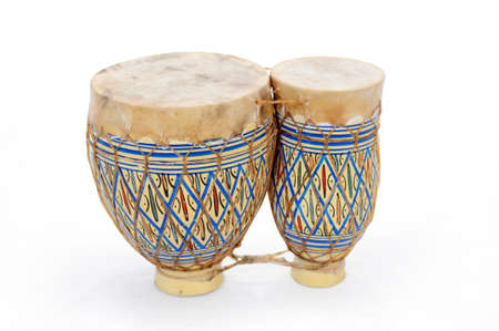 African bongo drums adorned in typical patternsの写真素材