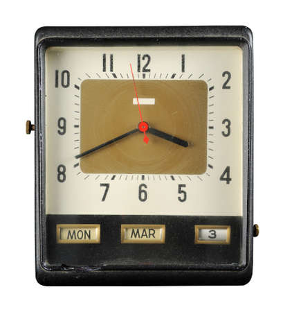 Grunge old clock with time and date