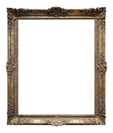 Vintage gold frame isolated over a white backgroundの写真素材