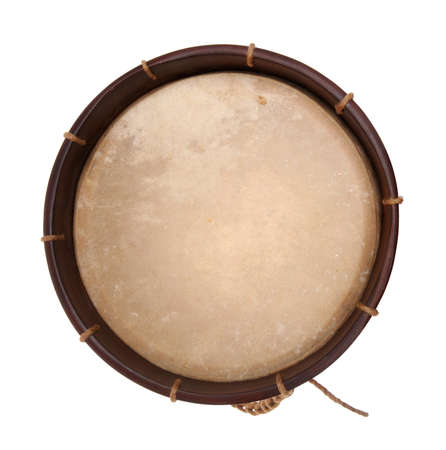 Top of rustic drum isolated over a white backgroundの写真素材