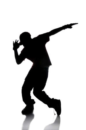 Silhouette of hip hop dancer over a white background Silhouette of hip hop dancer over a white background