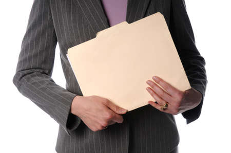 Businesswoman holding folder, cropped viewの写真素材