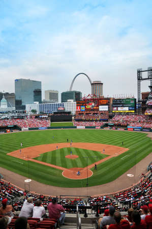 ST LOUIS - MAY 23: Busch Stadium home of the Saint Louis Cardinals and site of the 2009 All Star Game during game against the Kansas City Royals in St. Louis, MO on May 23, 2009のeditorial素材