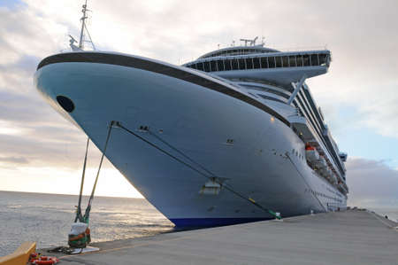 Luxury cruise ship anchored in a Caribbean port
