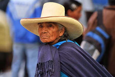 CAJABAMBA PERU - SEPTEMBER 6: Portrait of Quechua woman dressed in traditional clothing, Cajabamba, Peru on September 6, 2009のeditorial素材