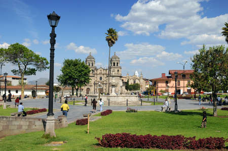 CAJAMARCA PERU - SEPTEMBER 9: The Plaza de Armas in Cajamarca in Northern Peru, on September 9, 2009のeditorial素材