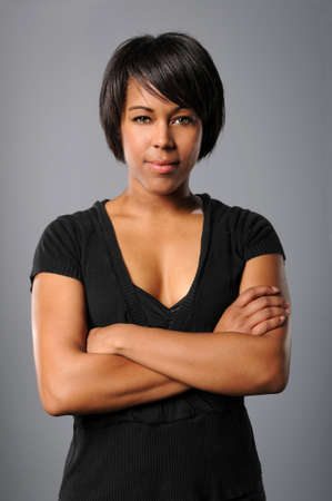 African American woman with arms crossedの写真素材