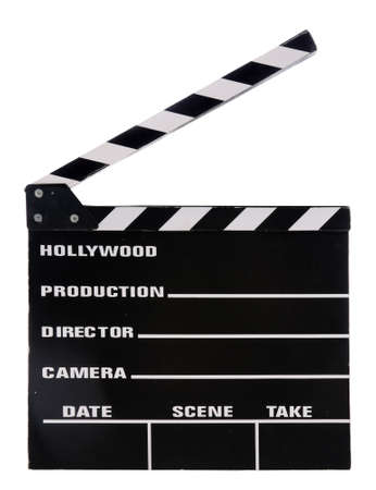 Movie clapper board isolated over white backgroundの写真素材