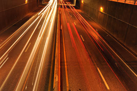 Highway traffic with car lights