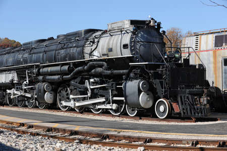 Vintage weathered locomotive with large engine