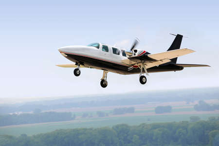Airplane landing or taking off with gear down