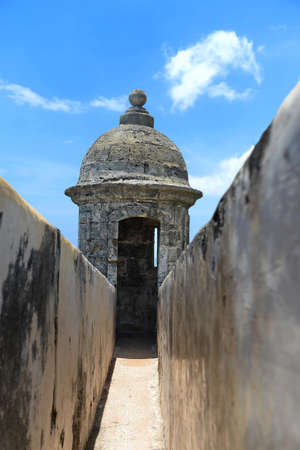 Turret at historical El Morro fort in Old San Juan, Puerto Ricoの写真素材