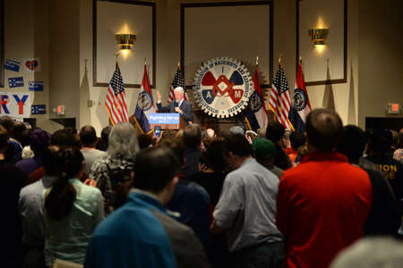 Bridgeton, MO/USA - March 08, 2016: Former president Bill Clinton speaks to supporters of wife and...