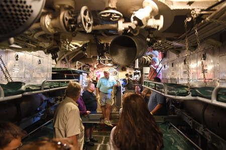 Muskegon, MI, USA â June 20, 2016: Visitors touring USS Silversides Submarine Museum in Muskegon, Michiganのeditorial素材