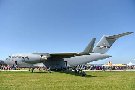 Saint Louis, MO, USA â€“ May 15, 2016: Boeing C-17 on display at the Spirit of Saint Louis air...