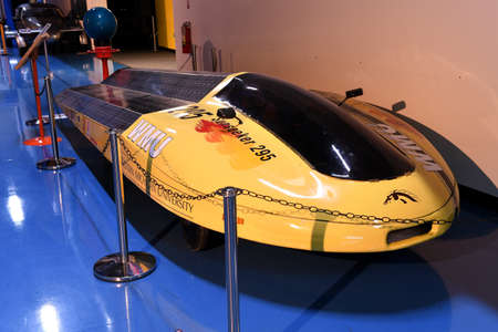 Kalamazoo, MI, USA â€“ June 23, 2016: Sunseeker solar car on display at the Air Zoo Museum in...