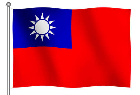 Flag of Taiwan Waving (With Clipping Path)のeditorial素材
