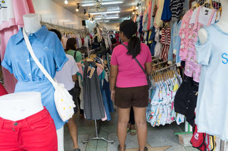 People are shopping at street cloth shop in Thailand.Oct,4,2015のeditorial素材