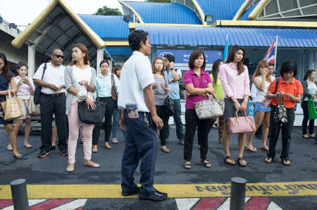 People are waiting for express boat at PinKlao pier in Thailand.Oct,1,2015のeditorial素材