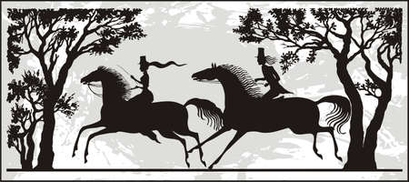 riding coupleのイラスト素材