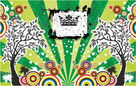 Abstract summer card with trees and crownのイラスト素材