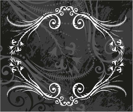 Black and white floral frame with branchesのイラスト素材