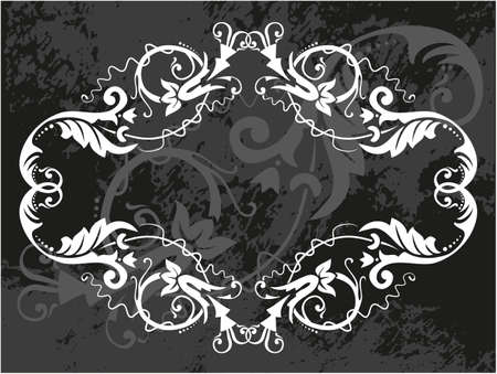 Black and white floral frame with branchesのイラスト素材