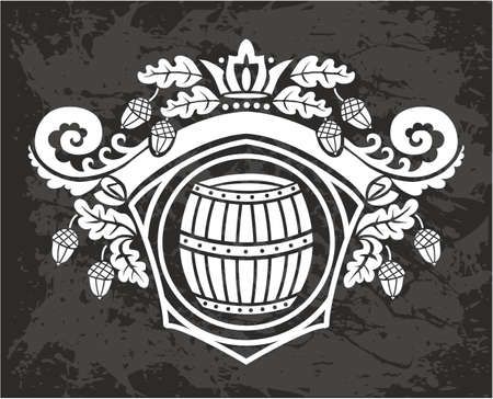 Vector wooden barrel. Hand drawn vintage illustration in engraved style. Alcohol, wine, beer or whiskey old wood keg. Great for pub or restaurant menu, label, poster, logo.のイラスト素材