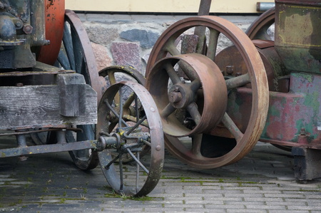 Detail of an old agriculture machinery. Rustedmetal. Metaltexture. Vintage background. Retro machinery.の写真素材