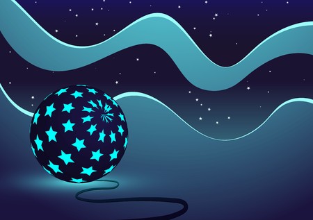 Sphere with neon stars and abstract wavesのイラスト素材