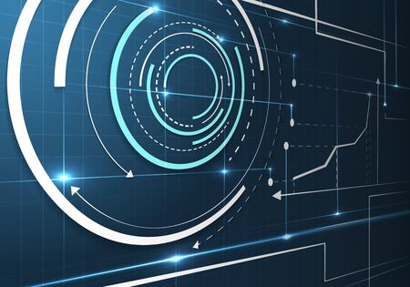 Abstract technical interface background in perspective with graphic elements