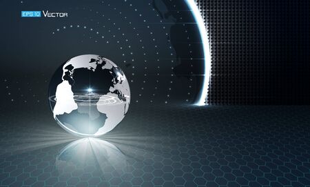 Glass sphere on futuristic backgroundのイラスト素材
