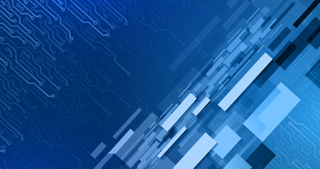Dark blue abstract technology background with geometric forms. Including electronic elements and rectangles. Used a clipping mask.のイラスト素材