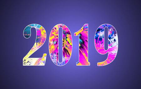 Happy new year theme multicolored greeting banner. Including bright colors. used clipping mask.