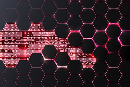 Digital futuristic background, abstract vector illustration . Including binary code, hexagons . Used clipping mask.のイラスト素材