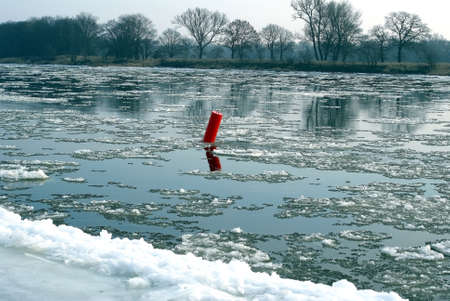 Floes on the river Elbe in the winter の写真素材