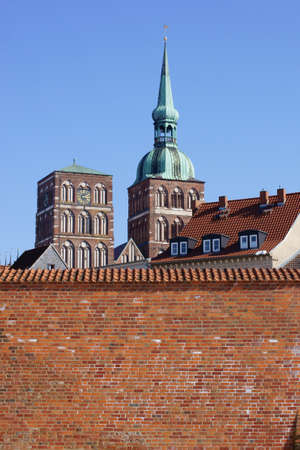 The photograph of the town wall of Stralsund on the edge of the Old Town                   の写真素材