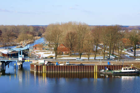 Doemitz, Germany - April 01: The port of Doemitz on April 01, 2013 in Doemitz. The harbor is the gateway to Mecklenburg Western Pomerania,                      のeditorial素材