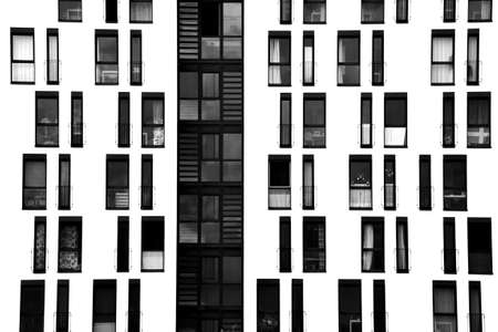 The photograph of a facade with symmetrically arranged windows                のeditorial素材