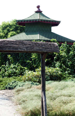 The photograph of the roof of a Japanese pavilion                 の写真素材