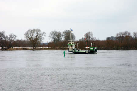 The photograph of a ferry that goes across the river Elbe               の写真素材