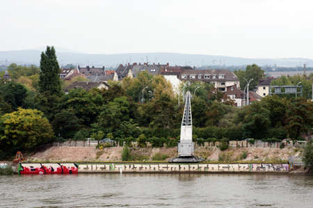 The photograph of the shore landscape on the river Rhine in Mainz Kastel                のeditorial素材