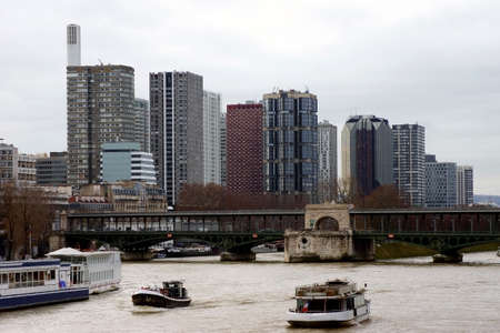 The Photography of skyscrapers, a bridge and boat trips on the Seine                    の写真素材