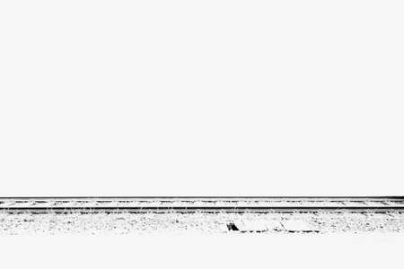 The photograph of an isolated railroad track with Copy Space                   の写真素材