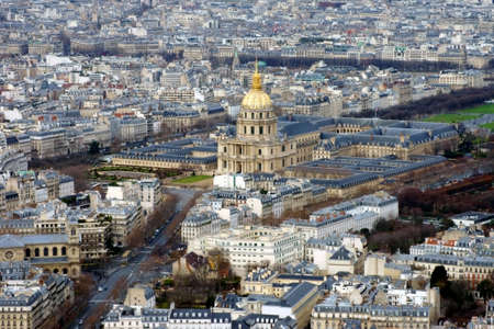 Paris, France - December 31, 2013  The aerial view of historic buildings and the Dome of the Invalides on December 31, 2013 in Paris       のeditorial素材