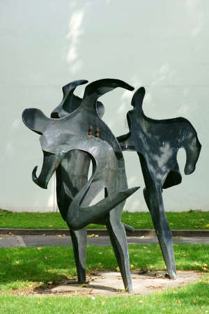 Mainz, Germany - August 09, 2014: The Photography of the sculpture finish by the artist Gustav Nonnenmacher on the grounds of the Johannes Gutenberg University Mainz on August 09, 2014 in Mainz.のeditorial素材